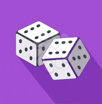 Dice flat design on background. Casino gambling, dice vector, gamble game, success play, luck bet, chance win, fortune gaming, throw random illustration