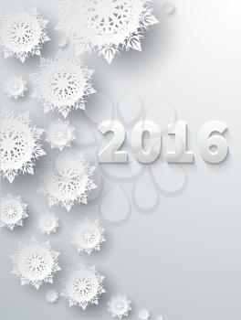 Snowflakes background for winter and new year, christmas theme. Snow, christmas, snowflake background, snowflake winter. 3D paper snowflakes. Happy New Year 2016. Silver snowflake. Snowflakes shadow
