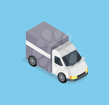 Isometric delivery car icon. Delivery vector truck. Delivery service van. Fast delivery concept. Isometric van truck car. Isometric delivery truck car driving fast. Delivery transport truck icon