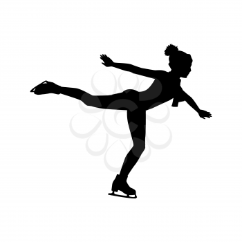 People skating flat style design. Ice skating, figure skating, skating rink, sport lifestyle activity leisure, winter and ice, recreation outdoor illustration. People skating isolated. Black on white