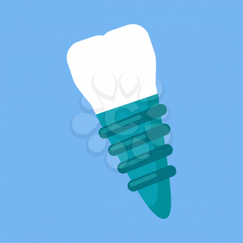 Dental implant design flat icon. Implant dental, dental care, teeth icon, care tooth, medicine implant dental, health implant dental, healthy implant dental, stomatology implant dental illustration