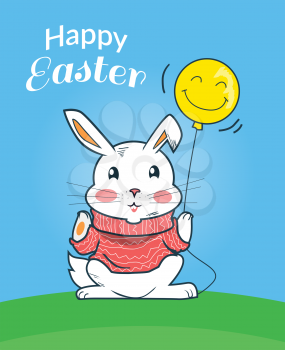 Happy easter bunny design flat. Easter and easter bunny, happy easter card, easter card, card happy bunny, rabbit celebration easter, eater animal, greeting celebrate, happy rabbit easter illustration