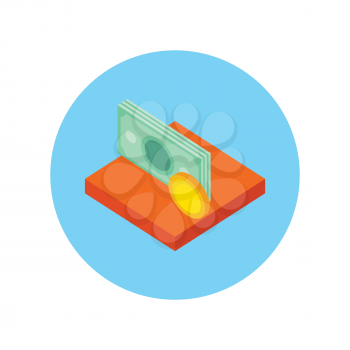 Money icon coin isolated round. Money and coin icon, finance icons and cash icon, coin icon, wealth and business, currency money, success money round, income money gold, cash money illustration