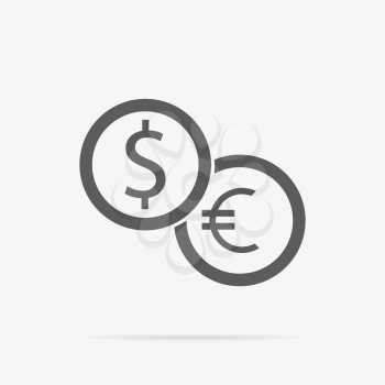 Currency exchange icon. Dollar and euro icon isolated. Banking transfer sign. Euro to dollar symbol. Vector illustration