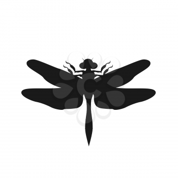 Silhouette of a dragonfly black. Vector dragonfly isolated on white background
