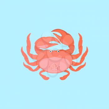Funny cartoon crab icon isolated. Vector illustration