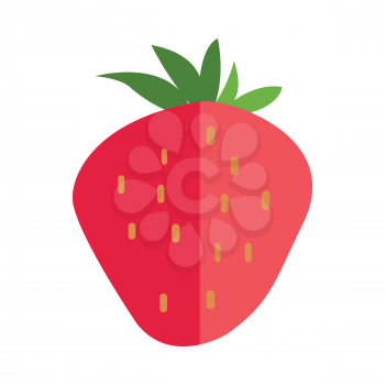 Strawberries vector in flat style design. Fruit illustration for conceptual banners, icons, mobile app pictogram, infographic, and logotype element. Isolated on white background.     