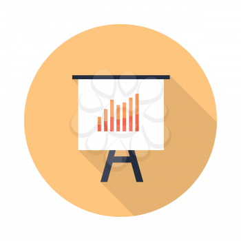 Presentation screen with bar charts isolated. Flip Chart. Editable items in flat style for your web design. Part of series of accessories for work in office. Infographics. Vector illustration