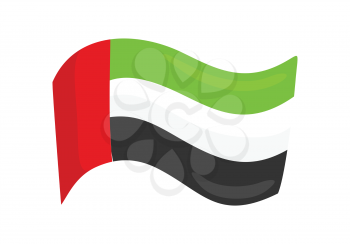 United Arab Emirates national country flag isolated on white background. Vector travel company logo. Tourism concept on t shirt graphics. Part of series of traveling around the world. Vector