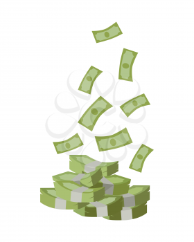 Stack of money vector. Pile of banknotes in flat style design. Getting maximum profit idea. Cash for all purposes. Illustration for credit, savings, charitable concepts. Isolated on white background.