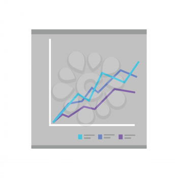 Colour diagram on gray background. Diagram icon in flat. Concept of online business, commerce statistics, business analysis, information. Isolated object on gray background. Vector illustration.