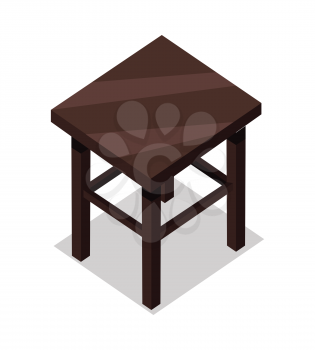 Home and office furniture in isometric projection. Stool vector. Comfortable furniture illustration for stores ad, app icons, infographics, logo, web and games environment design. Isolated on white 