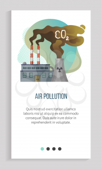 Air pollution by factory, discharge from plant, global or environmental problem, dirty or toxic smoke, contamination and disaster, steam vector. Slider for ecology app, save planet. Earth day