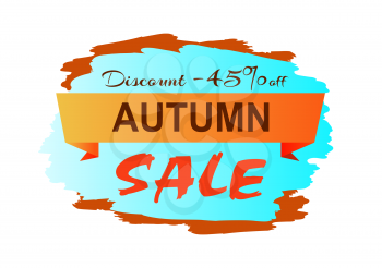 Autumn discount clearance with icon of colorful sign colored in golden shades. Vector illustration with seasonal sale advertisement