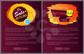 Autumn sale best choice hanging label on vector poster, only today best prices advertisement set of promo banners with text, landing page design