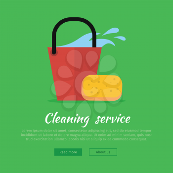 Cleaning service web banner. Bucket with water and sponge icon. Sign symbols of clean in the house. House washing equipment. Office and hotel cleaning. Housekeeping. Cleaning business concept. Vector