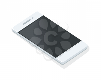Mobile phone icon isolated. Portable telephone. Personal phone. Wireless connectivity concept. Connection device. White smartphone. Editable items in flat style. Accessories for work in office. Vector