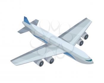 Airplane isometric projection icon. Passenger aircraft vector illustration isolated on white background. Air transportation. For game environment, transport infographics, company logo, web design