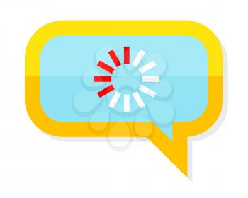 Loading process icon in chat speech bubble. Web bubble isolated on white. Interface dialog, talk button, application speech balloon. App icon flat style design. Process of writing message sign. Vector