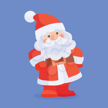 Funny Santa Claus character icon. Cute cartoon Santa with gorgeous beard flat vector. Celebrating Merry Christmas and Happy New Year concept. For Christmas greeting card, holiday invitations design