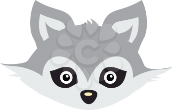 Wolf animal carnival mask vector illustration in flat style. Wild forest dog face. Funny childish masquerade mask isolated on white. New Year masque for festivals, holiday dress code for kids