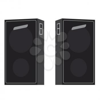 Acoustic loudspeakers vector illustration isolated on white. Apparatus that converts electrical impulses into sound, part of stereo equipment