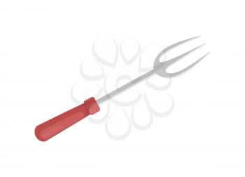 BBQ fork culinary kitchen item for roasted meat barbecue. Utensil for picnic and outing icon closeup. Special cutlery with prongs isolated on vector
