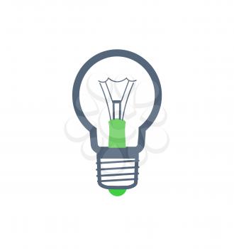 Electric bulb of rounded shape isolated icon vector. Lamp giving light and illuminating bright colors. Lightbulb as symbol of innovative ideas and thoughts