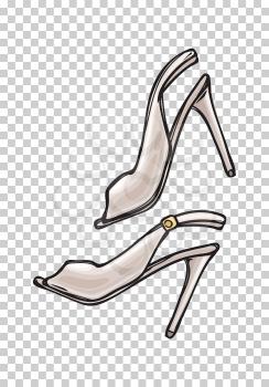 Women s shoes with open toe in cartoon art style on transparent background. Pearl footwear for woman. Vector illustration of fashionable stiletto shoes icon for infographics, websites and app.