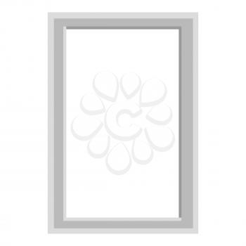Simple grey frame isolated on white background. Minimalistic empty framework vector illustration. Square plain framing for photographs. Small interior decoration for nice and cozy atmosphere.