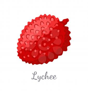 Lychee exotic juicy fruit vector isolated. Litchi liechee, liche and lizhi, li zhi, or lichee tropical edible food, dieting vegetable full of vitamins