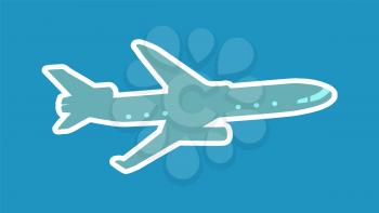 Pretty layout of aircraft vector illustration isolated on bright blue background grey plane with oval eliminators abstract template with white outline