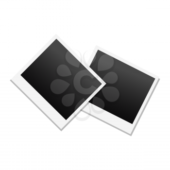 Photo frame in black and white colors vector empty photography set. Best memories on paper borders in flat style design.