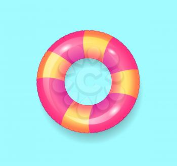 Lifebuoy saving ring isolated icon vector. Inflatable rubber item for people, protects from drowning by seaside. Summer supporting and protective item