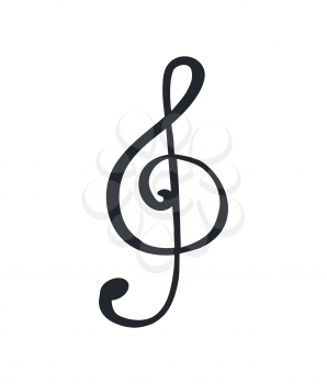 Music note with G sound, melody monochrome colorless isolated icon vector. Notation and tablature with sign, symbol of audio accord tune fragment
