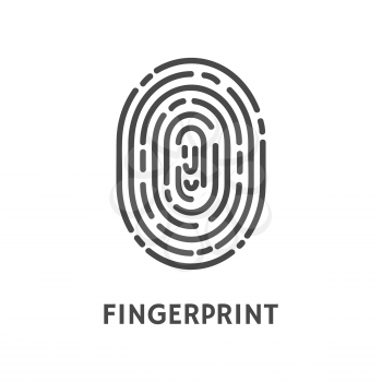 Fingerprint unique finger pattern poster with text vector. Thumbprint and dactylogram, authentication authorization of personality, personal data
