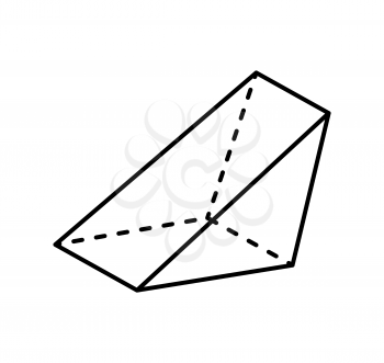 Triangular prism geometric figure geometry shape projection of dashed and straight lines black. Sides in form of regular triangle and rectangle vector