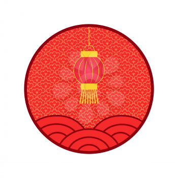Chinese New Year logotype vector, celebration lantern in circle, dotted isolated icon. Asian tradition and culture, asian style oriental style festivity