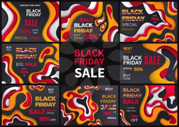 Black friday special discount, 70 percent offer vector. Limited time, reduction half of price, autumn sellout shops. Clearance deal, seasonal bargain 