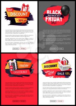 Black friday autumn holiday sellout of shops web vector. Special clearance and proposition to clients. Promotion and marketing of stores, presents