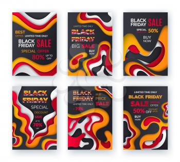 Black friday big sale, best offer with 70 percent off vector. Buy now, discounts and clearance of shops. Advertisements of stores, sellout of market
