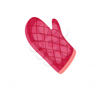 Patholder oven mitt color, glove isolated icon vector. Fireproof fabric cloth with squared pattern to protect hands from burns and heat of hot pots
