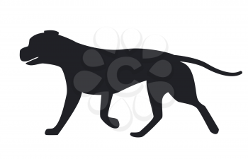 Dog black silhouette profile view vector illustration icon isolated on white background. Canine domestic pet, popular purebred in flat style design