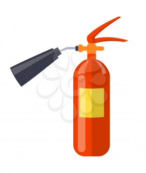 Carbon dioxide extinguisher with black hard horn, standard red cylinder isolated vector illustration. Device is used for extinguishing electrical fire