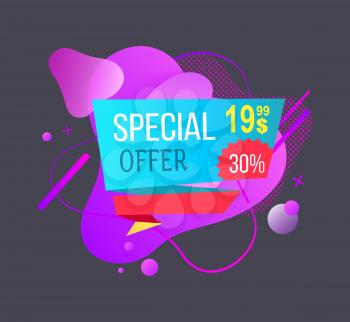 Special offer vector, isolated banner of shop, shopping and clearance promotion and proposal for reducing of price, lowered cost sale, super deal