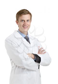 smiling young doctor. isolated on white background