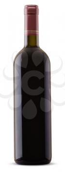 red wine bottle isolated on white with clipping paths