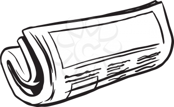 Rolled newspaper with blank header space, hand-drawn vector illustration