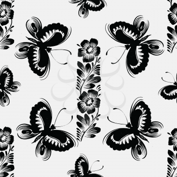 seamless pattern with motive of flower in grunge style