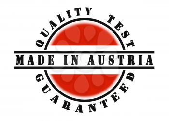 Quality test guaranteed stamp with a national flag inside, Austria